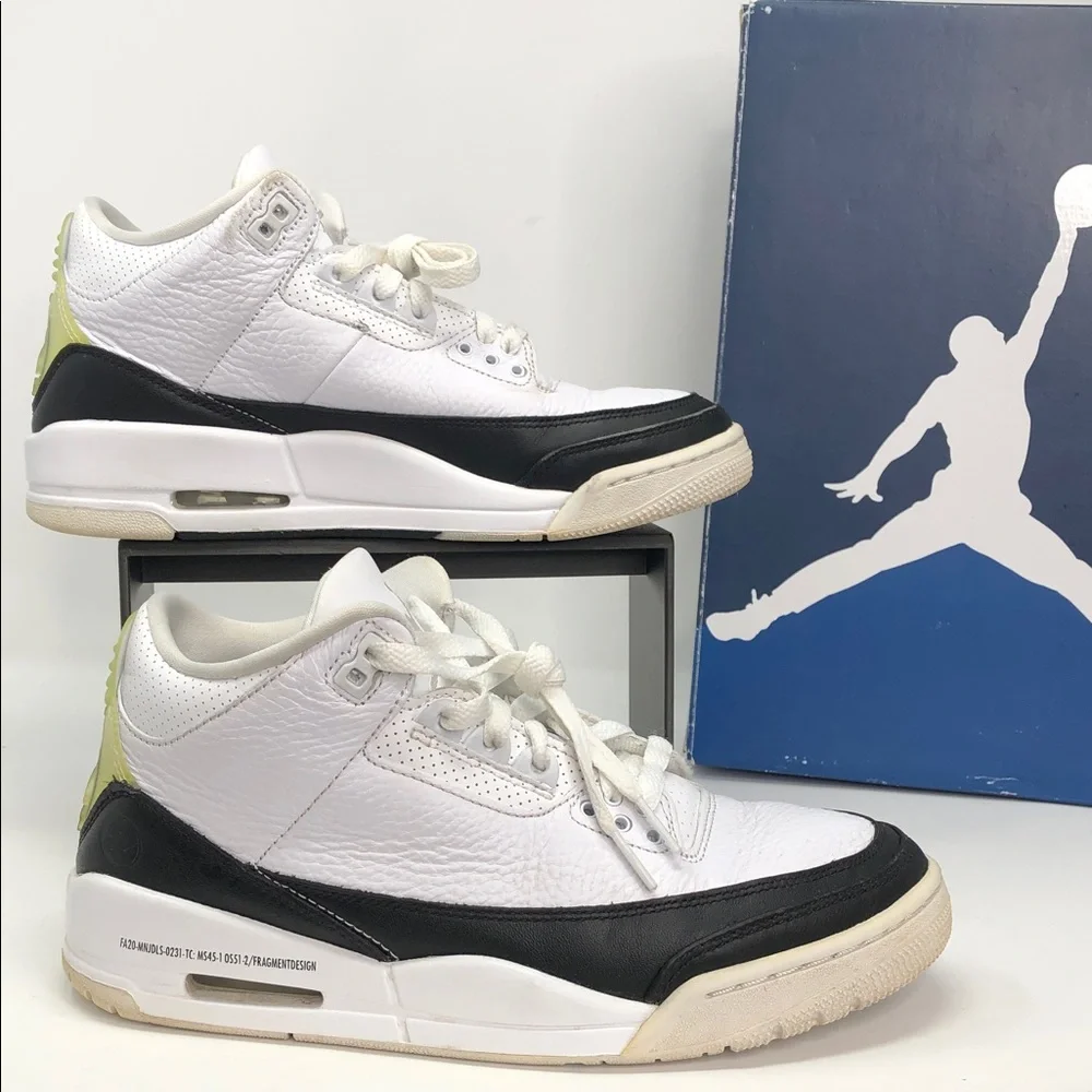 Air Jordan 3 Retro SP x Fragment Design Mid White DA3583-100 Shoes - Size 7.5